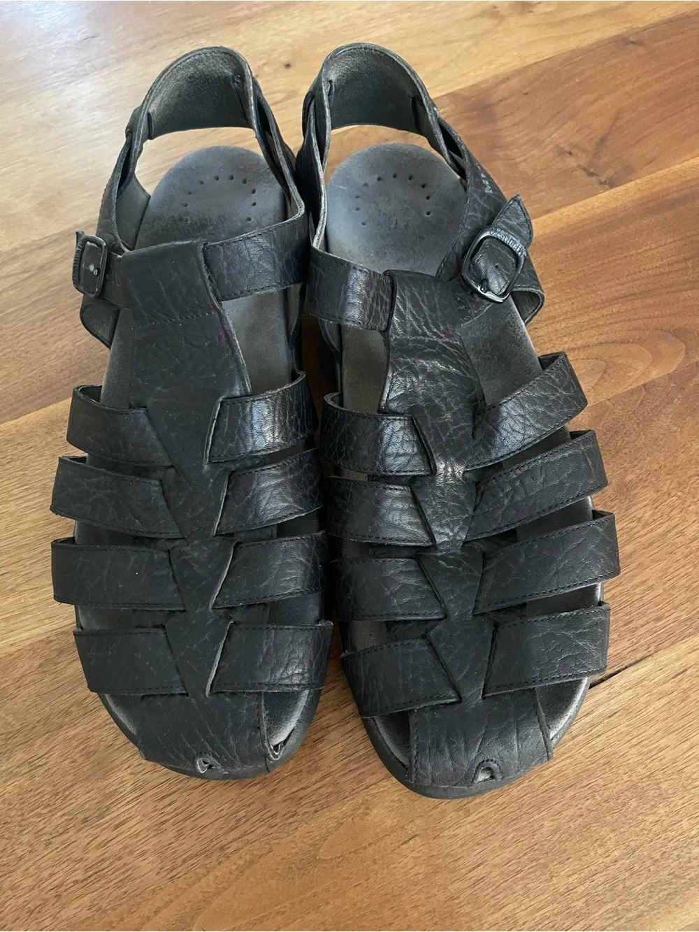 Mephisto Men’s Black Woven Leather Fisherman Sandals